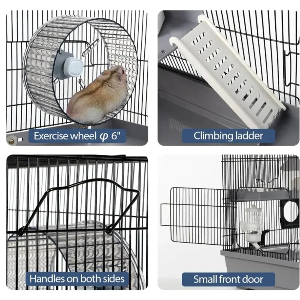 3-Tier Hamster Cage Starter Kit 22” w/Wheel House Bottle Tub Open Box